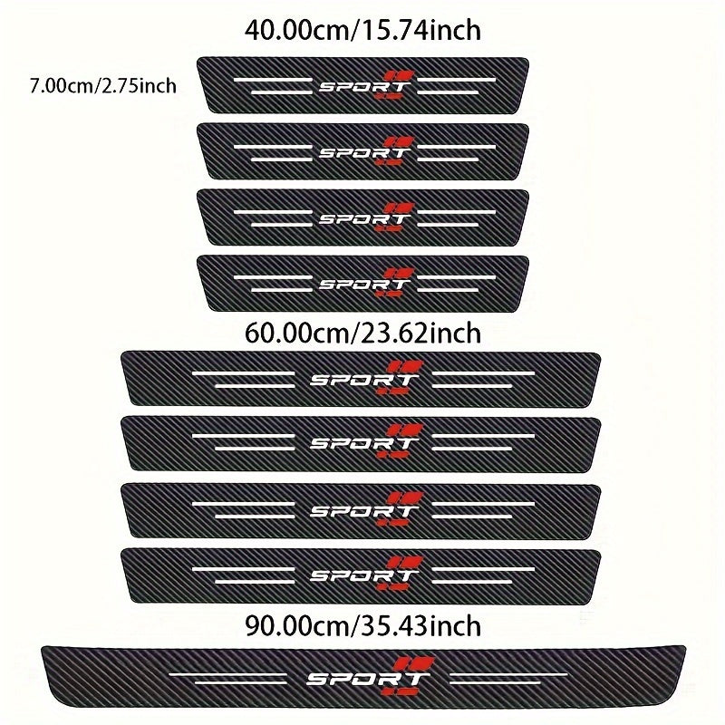 Protectores de umbral de puerta de coche de fibra de carbono autoadhesivos, 9 piezas para todos los vehículos