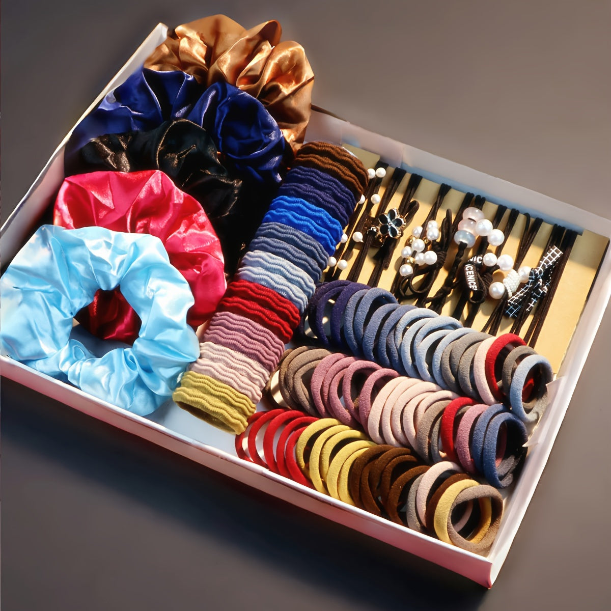 Women's Hair Accessory Set with Scrunchies, Braiding Tools and Headbands