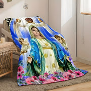 Virgin Mary Flannel Blanket for Travel Sofa Bed Home Decor 1 Piece