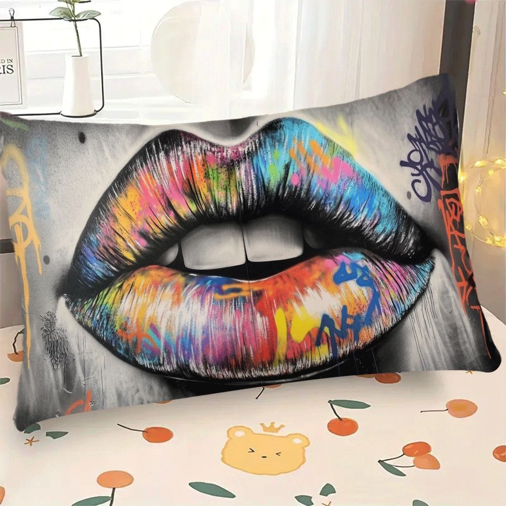Abstract Graffiti Lips Pillow Cover 50.8x30.48 cm Decorative Throw Pillowcase Zipper Washable