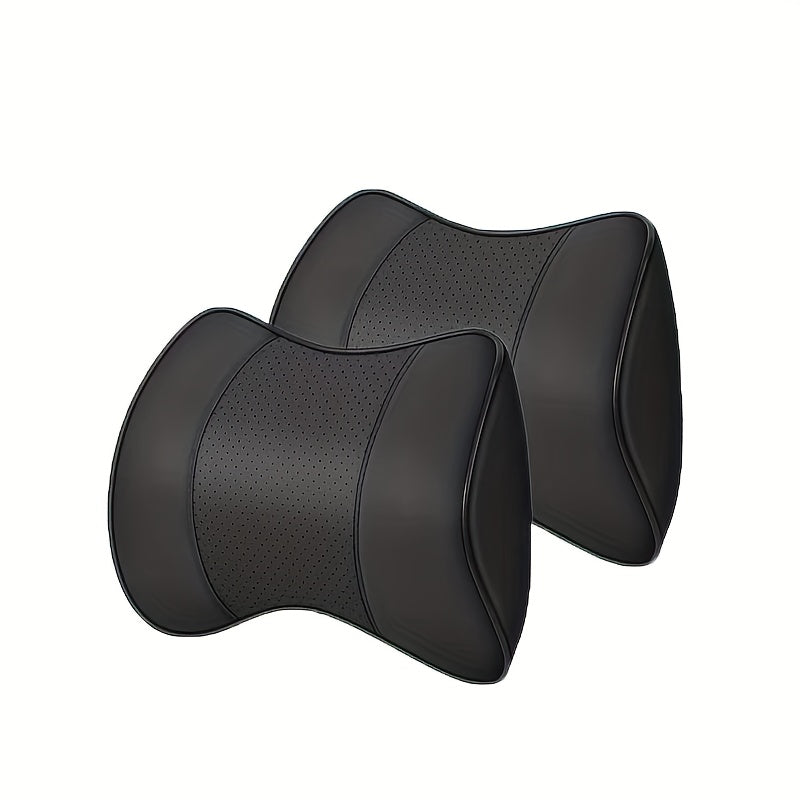 Car Seat Neck Pillow Faux Leather Ergonomic Support Adjustable Strap