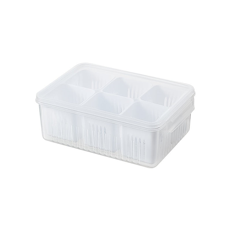 Kitchen Scallion Storage Box with 6 Compartments, Drain, Keeps Fruits Fresh