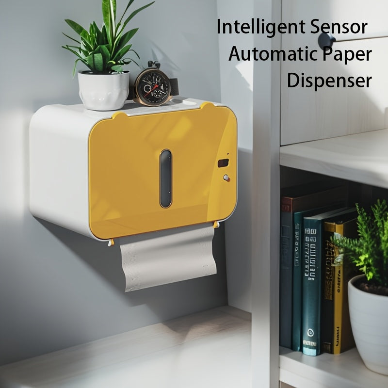 Automatic Quiet Paper Dispenser with Motion Sensor USB Charging No-Drill Bathroom Tissue Holder