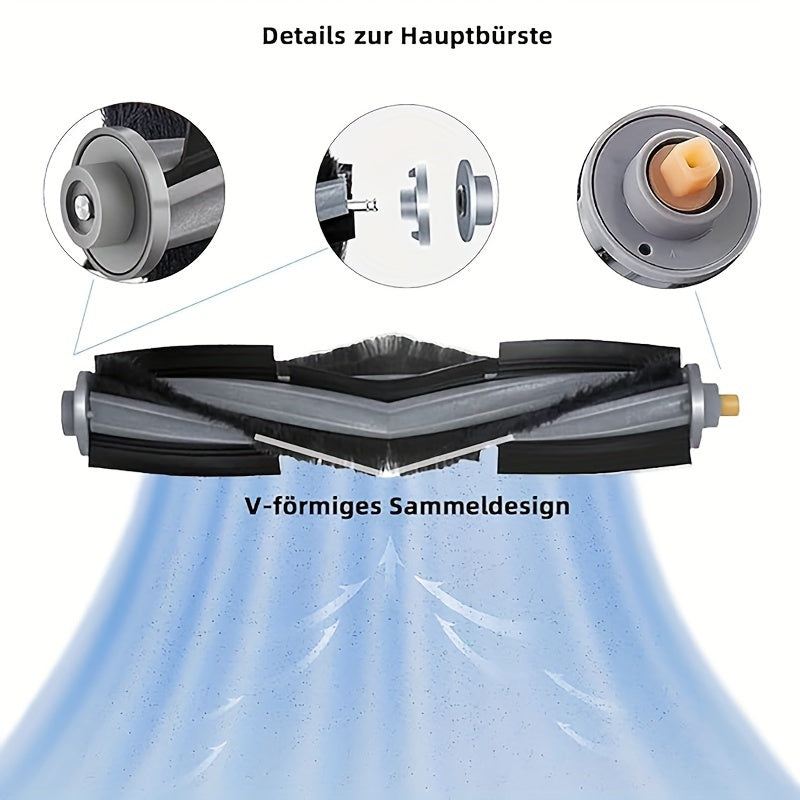 ECOVACS DEEBOT T20 Omni uchun aksessuarlar to'plami, 22 dona, 1 ta asosiy cho'tka valigi, 6 ta yon cho'tka, 3 ta Hepa filtri, 8 ta mopa padlari va 4 ta chang sumkasi o'z ichiga oladi.