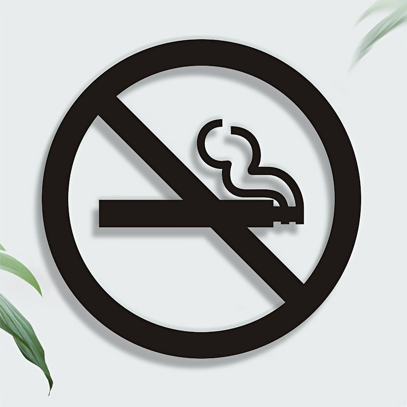 Acrylic No Smoking Sign Black for Restaurants Malls Public Areas Door Mount