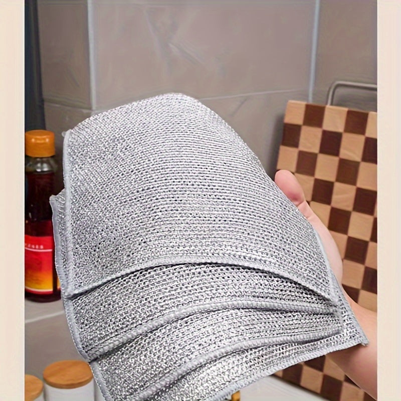 Double-Sided Stainless Steel Wire Cloth for Kitchen Cleaning, Washable and Durable