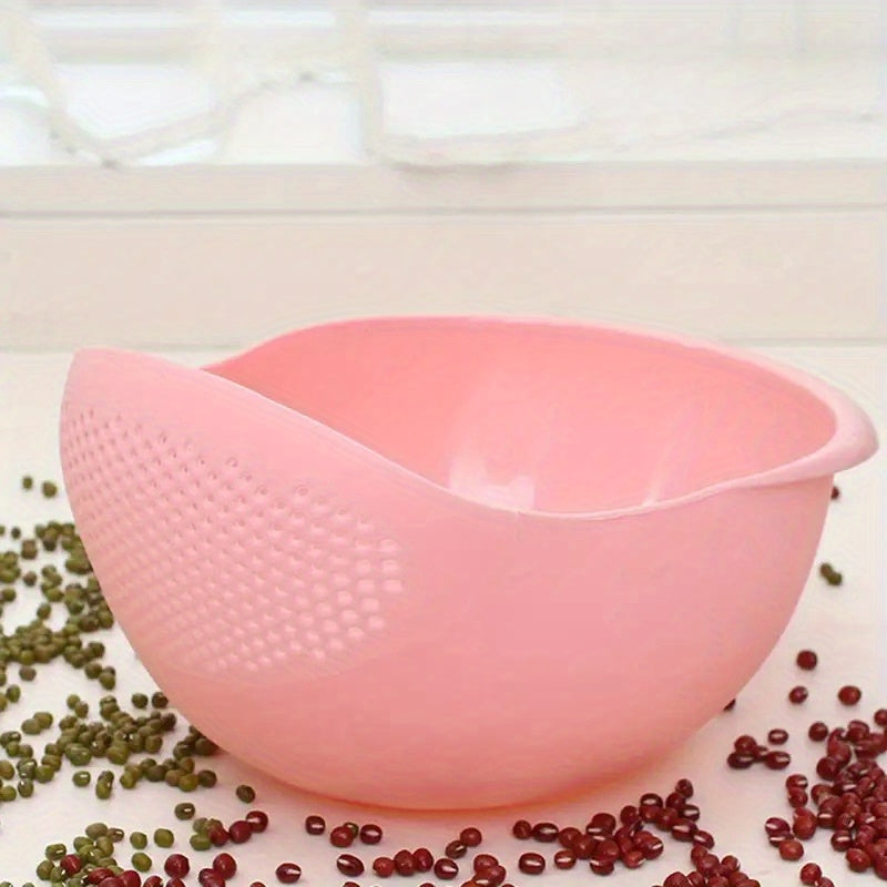 Plastic Rice Washing Bowl with Strainer for Small Grains and Kitchen Gadgets