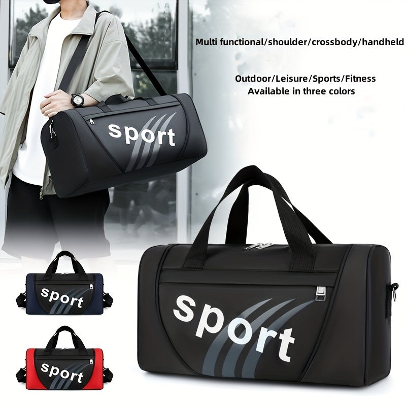 Unisex Black Nylon Tote Bag with Adjustable Shoulder Strap for Gym Yoga Sports
