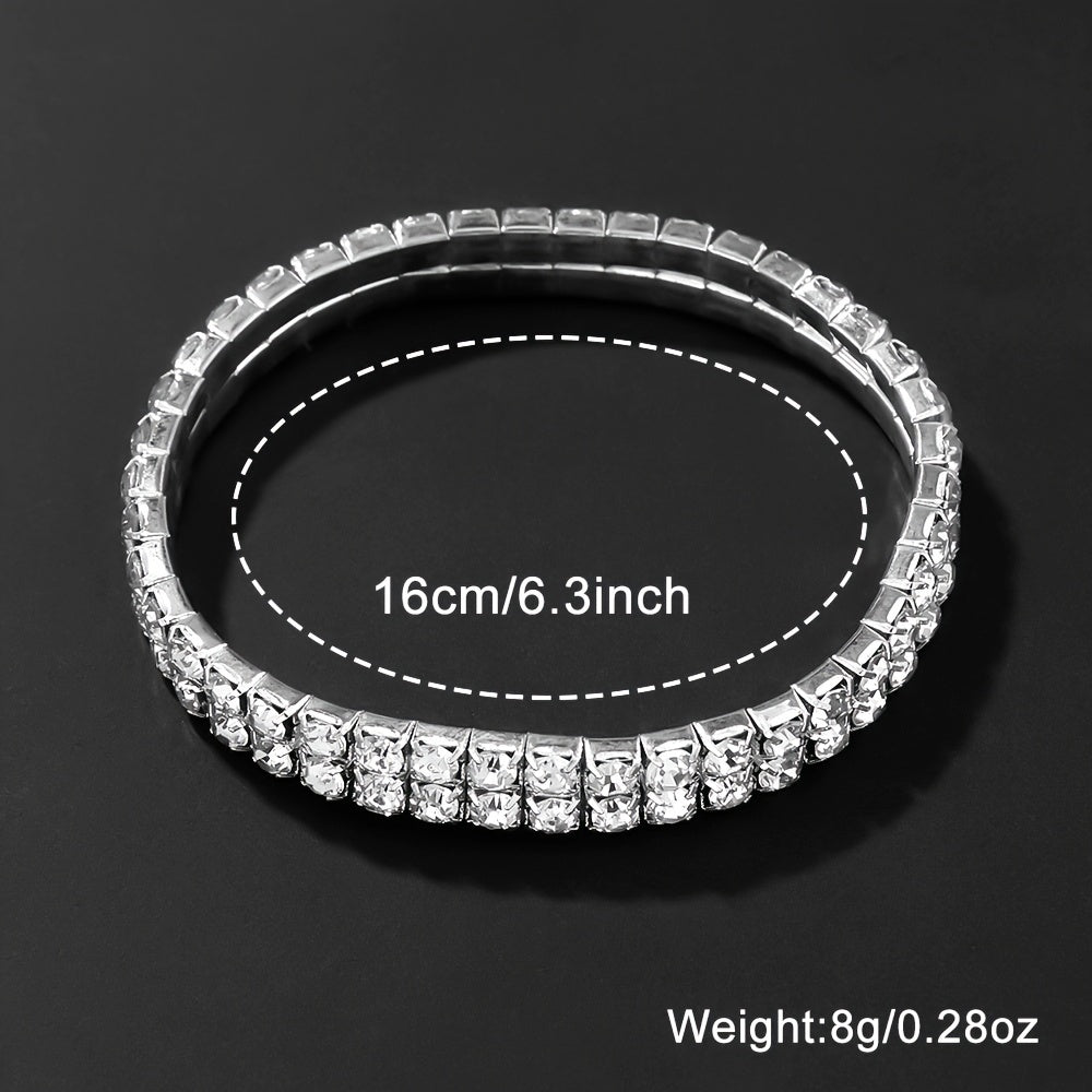 6pcs Stainless Steel Quartz Watch Set with Rhinestone Bracelets for Women