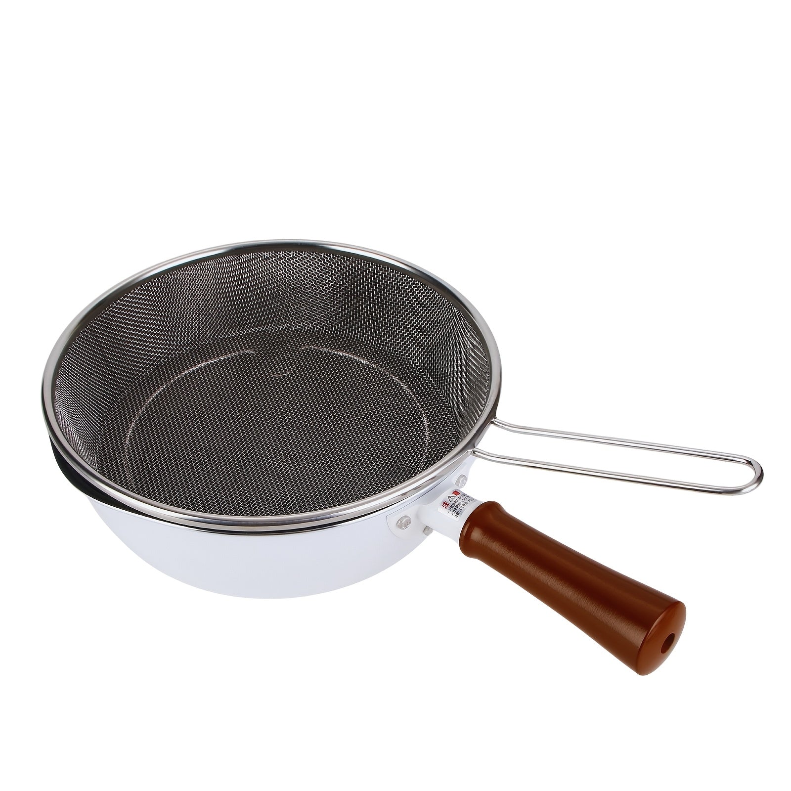 Stainless Steel Fry Pan with Strainer and Lid for Tempura and Fries