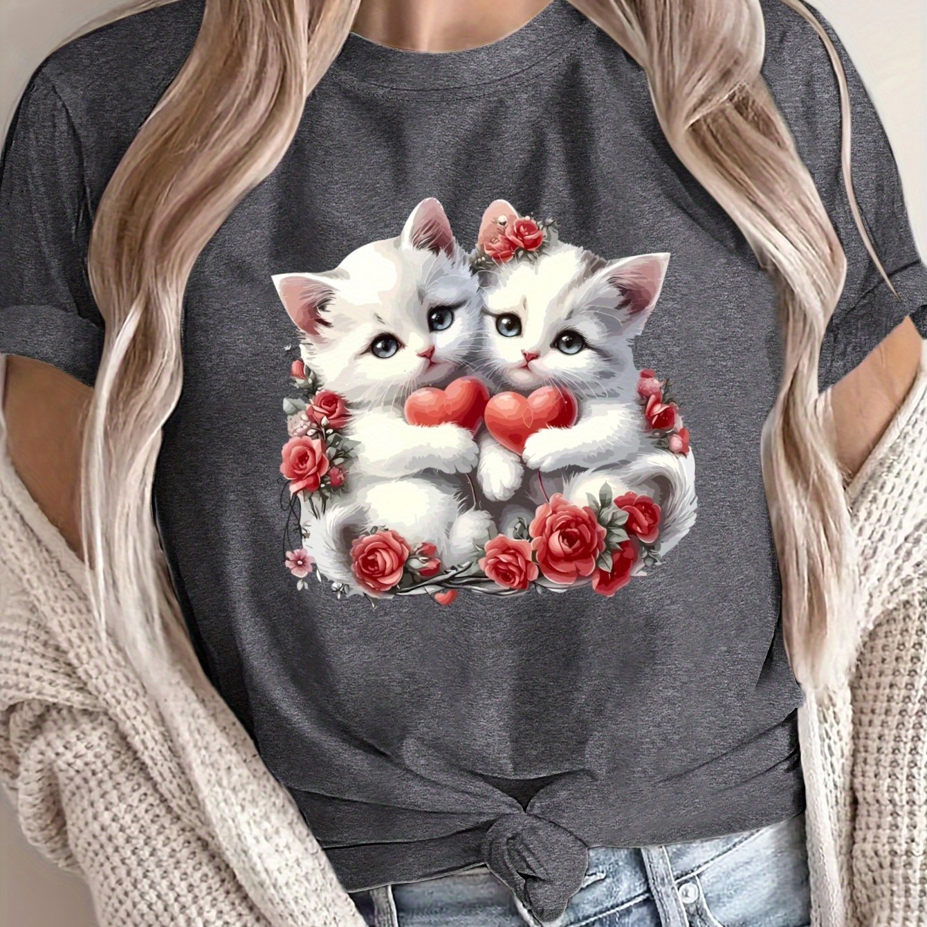 Women's Loose Large Size T-Shirt Casual Short Sleeve Breathable Fabric