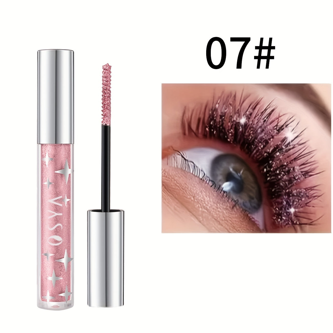 Máscara de pestañas a prueba de agua con purpurina para mujer, rizada y alargadora, herramienta de maquillaje