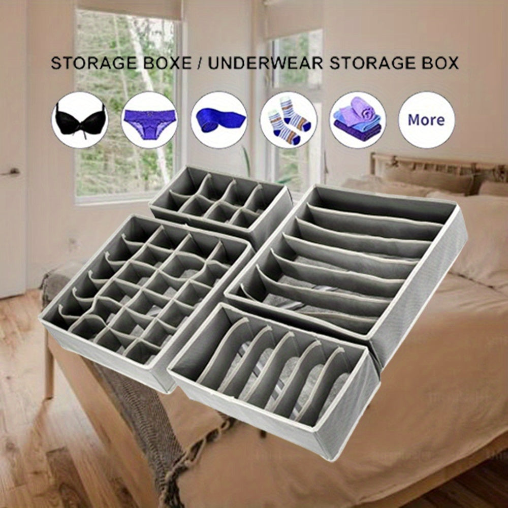 Fabric Sock Storage Box with 6/7/8/24 Grids Divided Organizer for Underwear and Socks