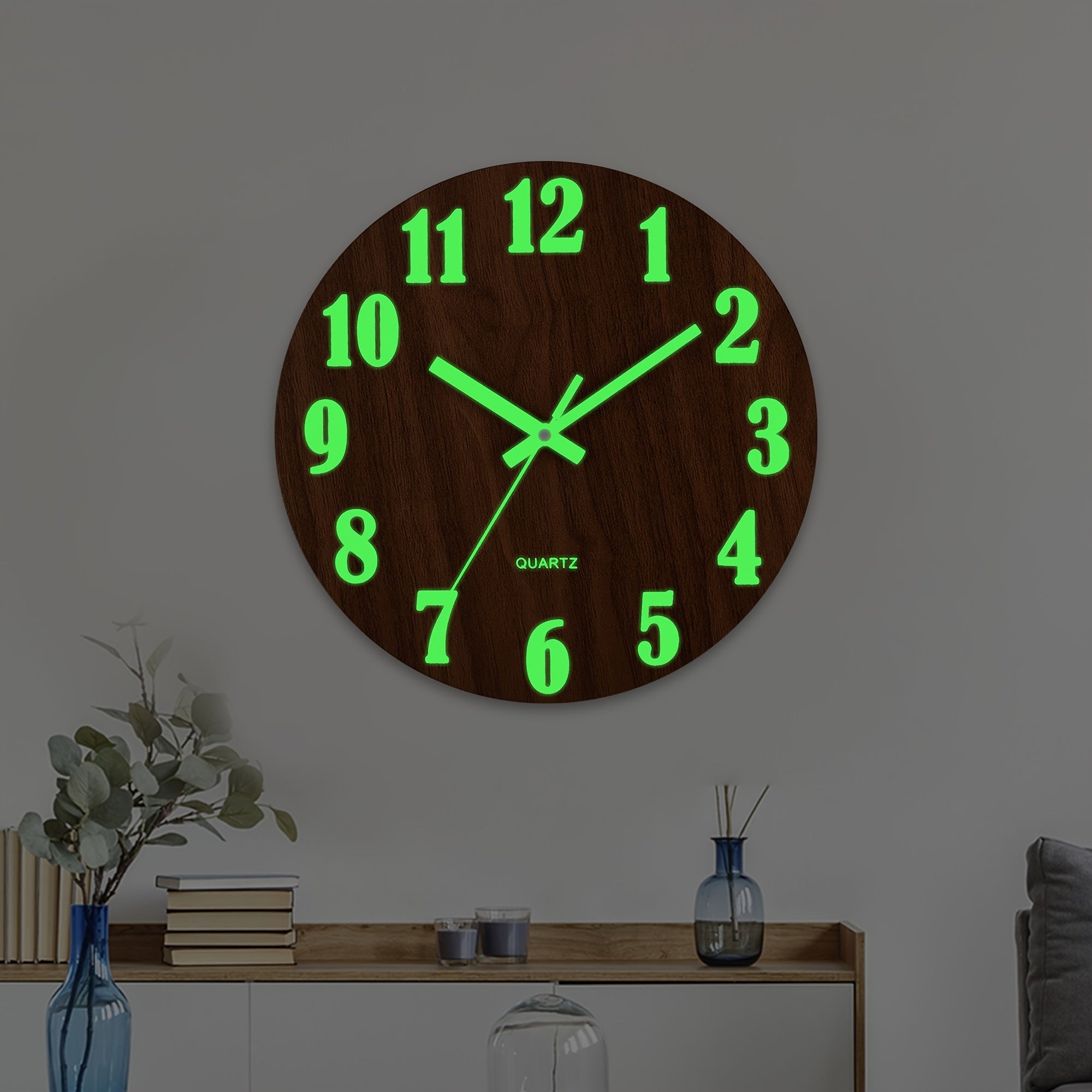 Rustic Tuscan Wooden Wall Clock 30.48cm Non-Ticking Quartz for Living Room Bedroom