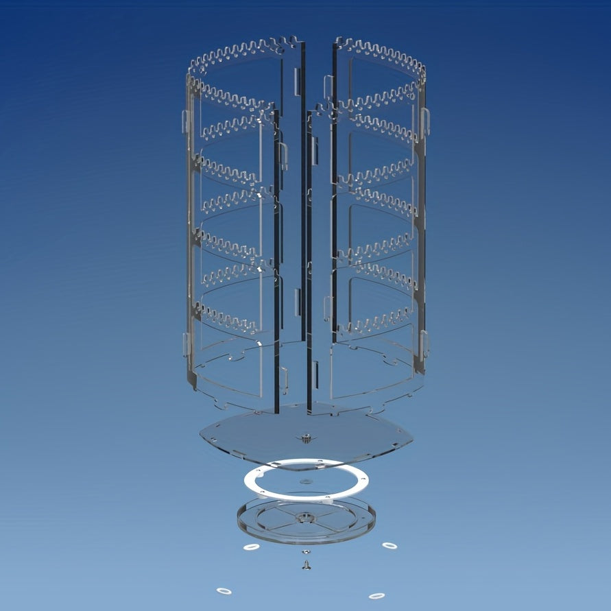 Clear Rotating Jewelry Organizer 4-Tier Tree Tower Stand for Earrings Bracelets Necklaces