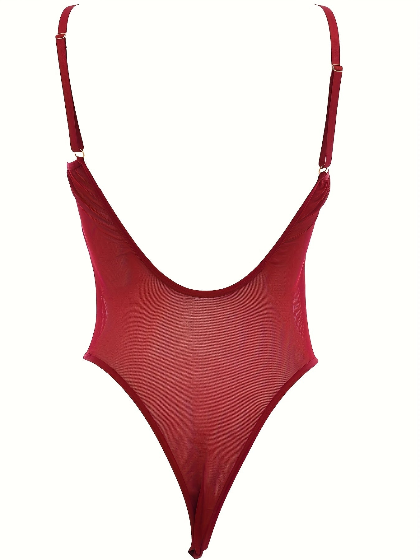 Women's Mesh Sleeveless Teddy and Sheer Backless Thong Bodysuit Lingerie