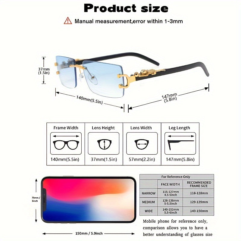 Gafas casual sin montura para hombre con lentes transparentes, lentes ligeros y de uso diario