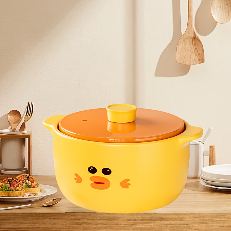 Yellow Ceramic Stockpot 6L for Soups Rice and Slow Cooking Non-Stick Clay Pot