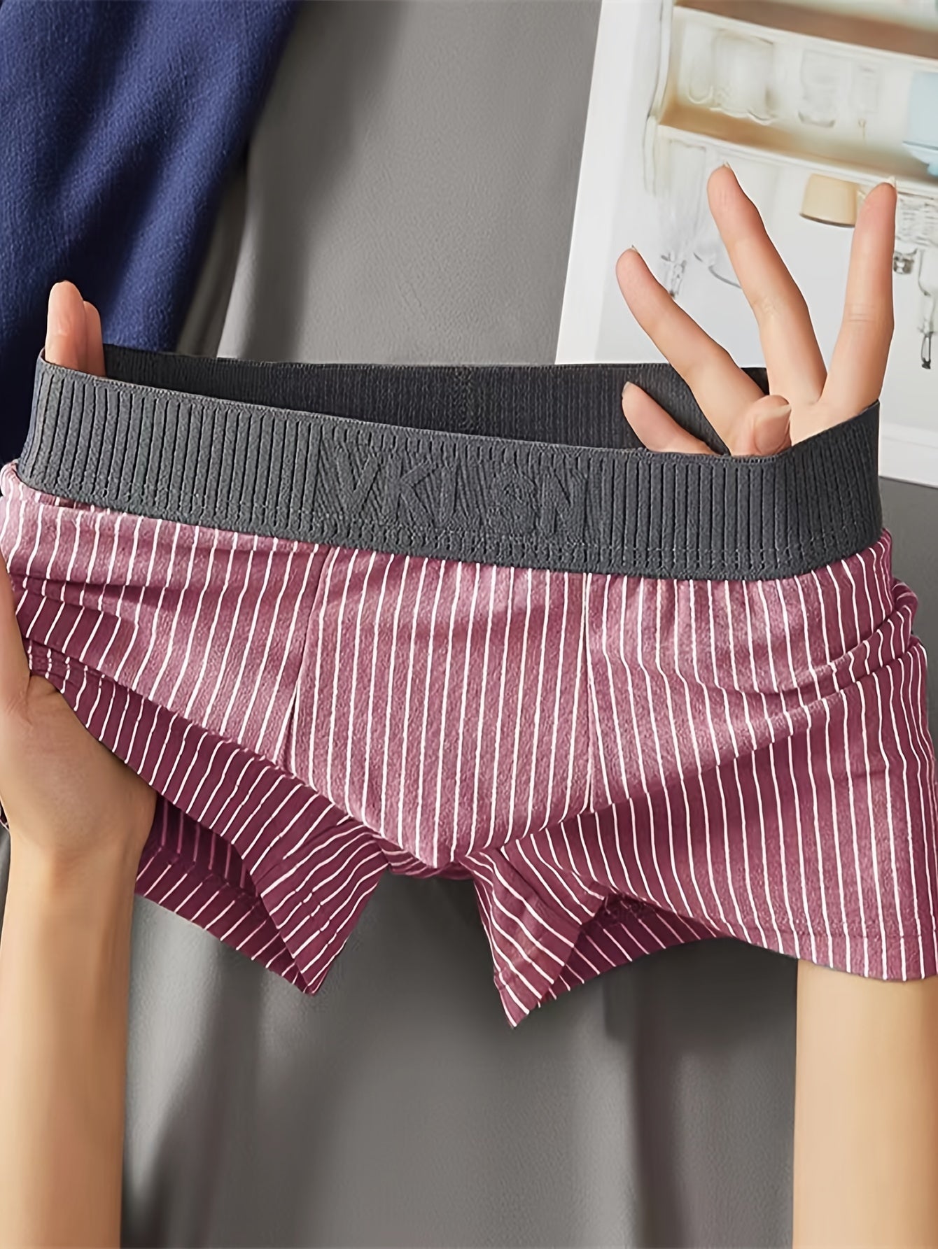 Men's Breathable Seamless Stretch Boxer Briefs Set of 3 Multicolor Striped Trunks