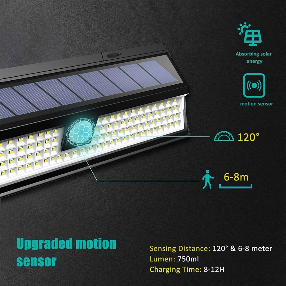Outdoor Solar Wall Light with 118 LEDs Motion Sensor Waterproof Garden Fence Yard Garage Security