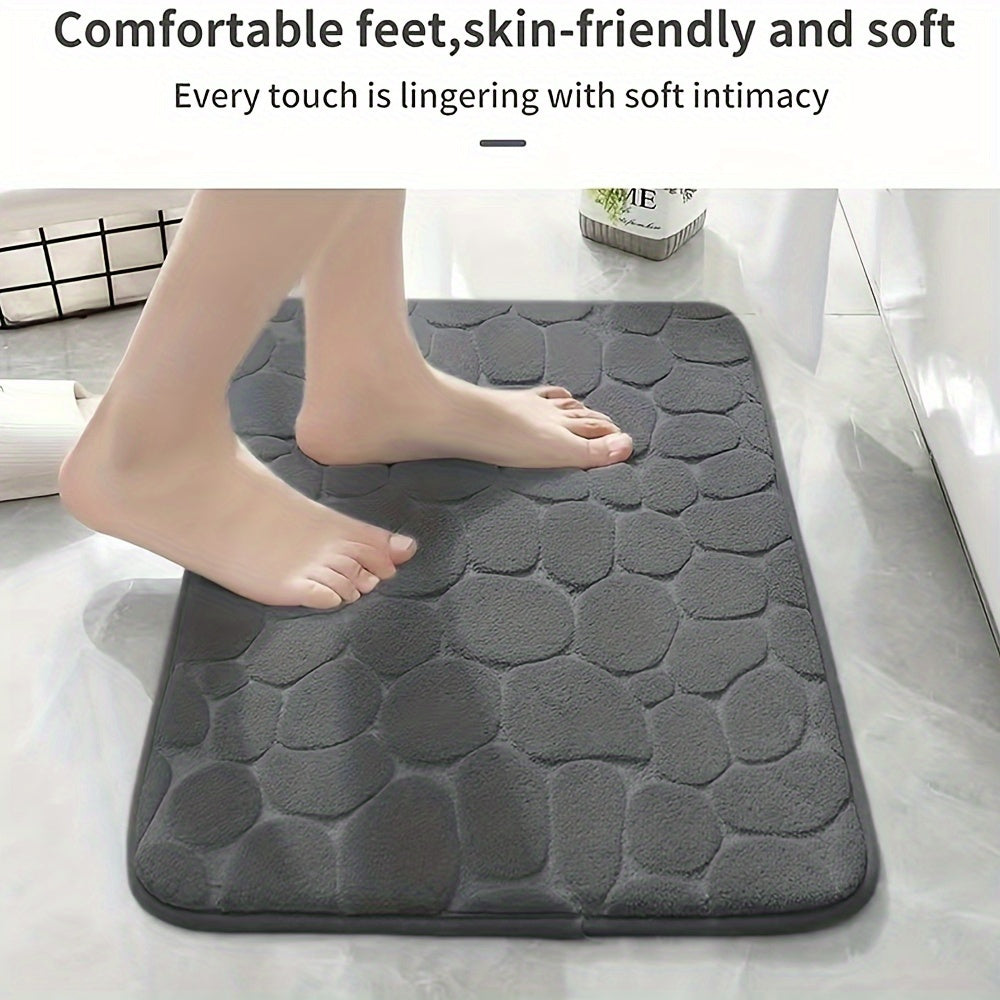 Pebble Embossed Memory Foam Bath Mat Non-Slip Quick-Drying Bathroom Rug