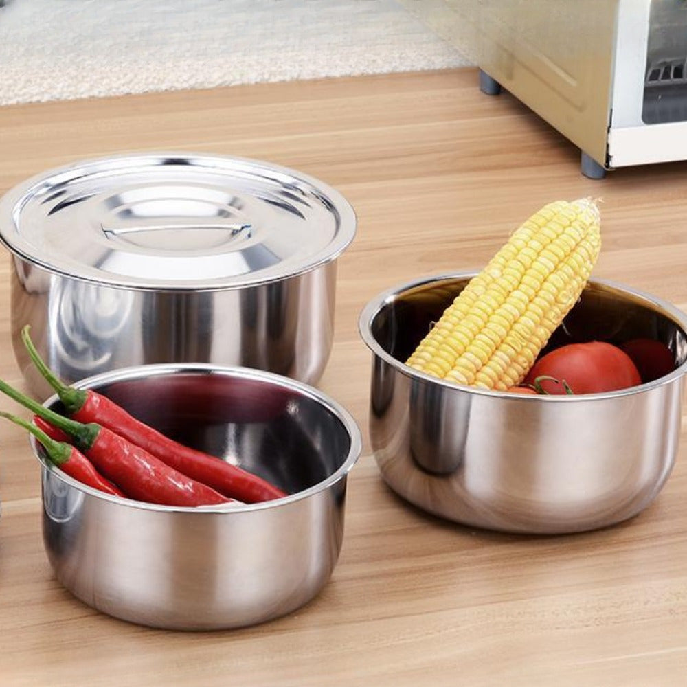5-Piece Stainless Steel Cooking Pot Set with Lids for Induction Gas Electric