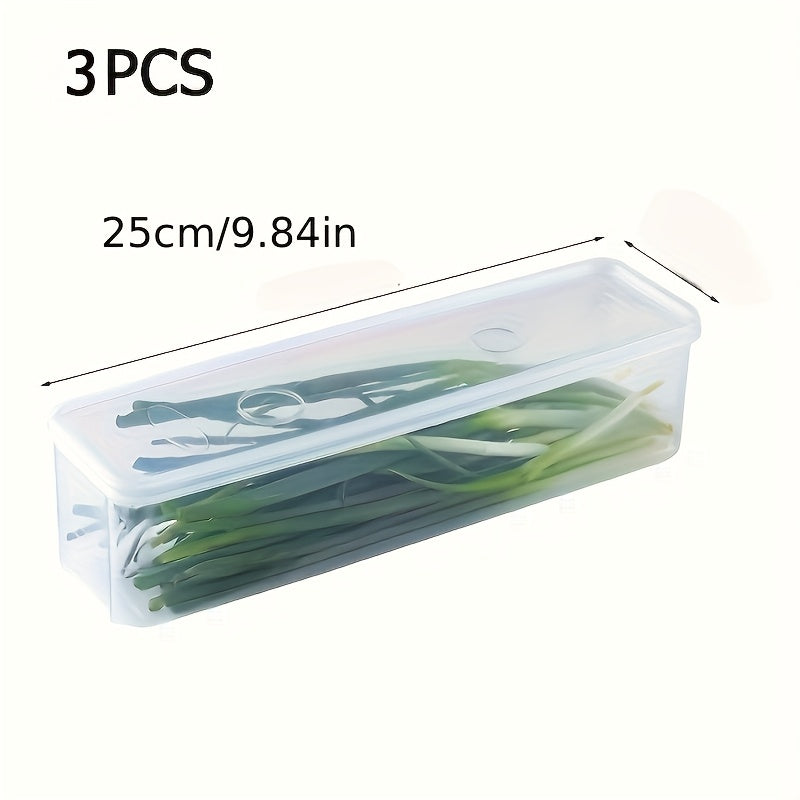 3PCS Rectangular Plastic Food Storage Containers with Lids Reusable Kitchen Organizer