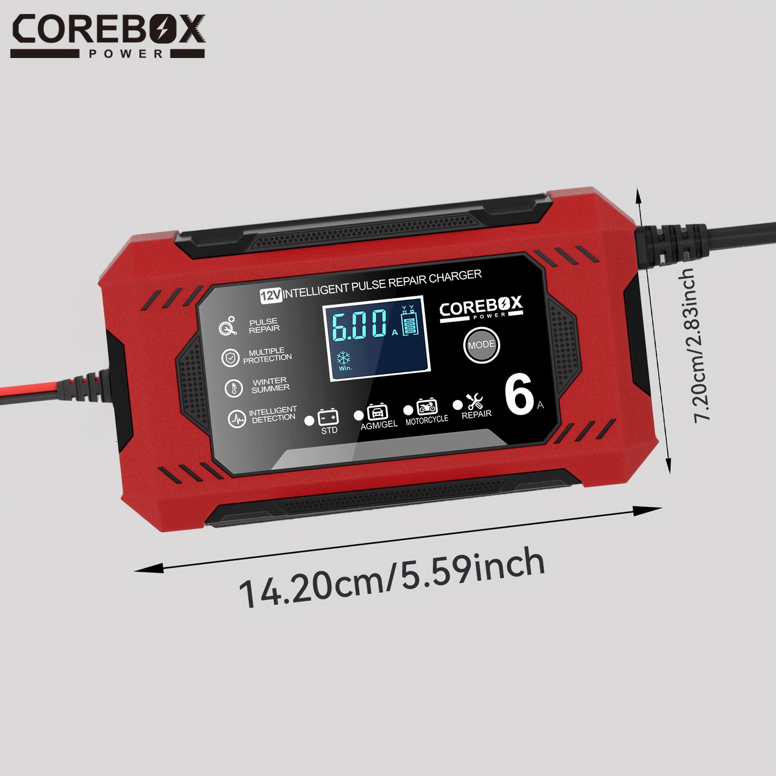 12V 6A Liderli kislota batareyasini zaryadlovchi LCD displey bilan, transport va texnika uchun