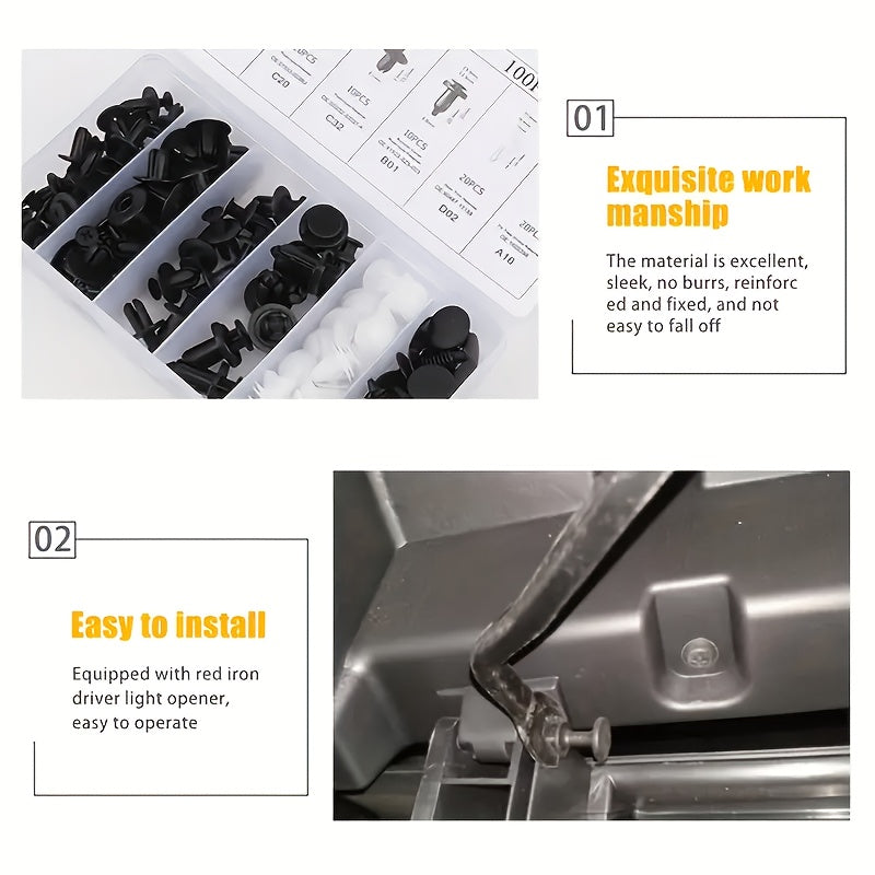 Plastic 100Pcs Car Fastener Clips Set Push Retainer Rivets Bumper Door