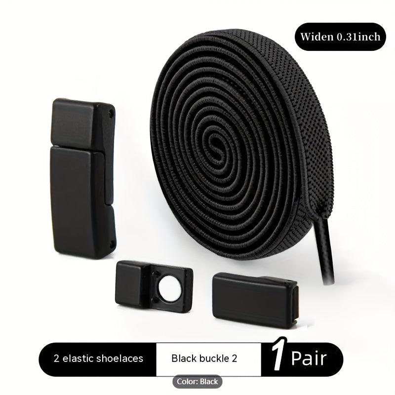 Unisex Elastic No-Tie Shoelaces with Magnetic Buckle Lightweight Polyester