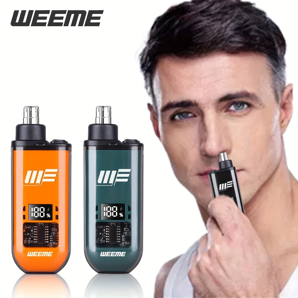 Men's USB Rechargeable Ear and Nose Trimmer with LCD Display in Orange Green Black