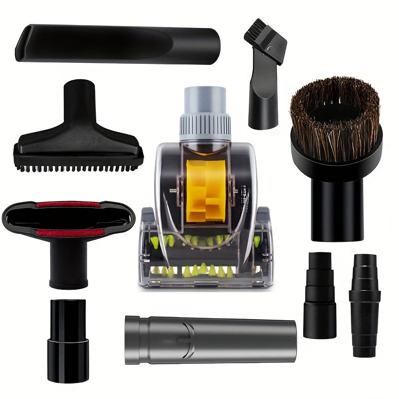 Uy tozalash to'plami aksessuarlari - Umumiy quvur adapterlari, moslashuvchan bo'shliq asbobi va quruq to'siq ventilyatsiya tozalagichi o'z ichiga oladi.