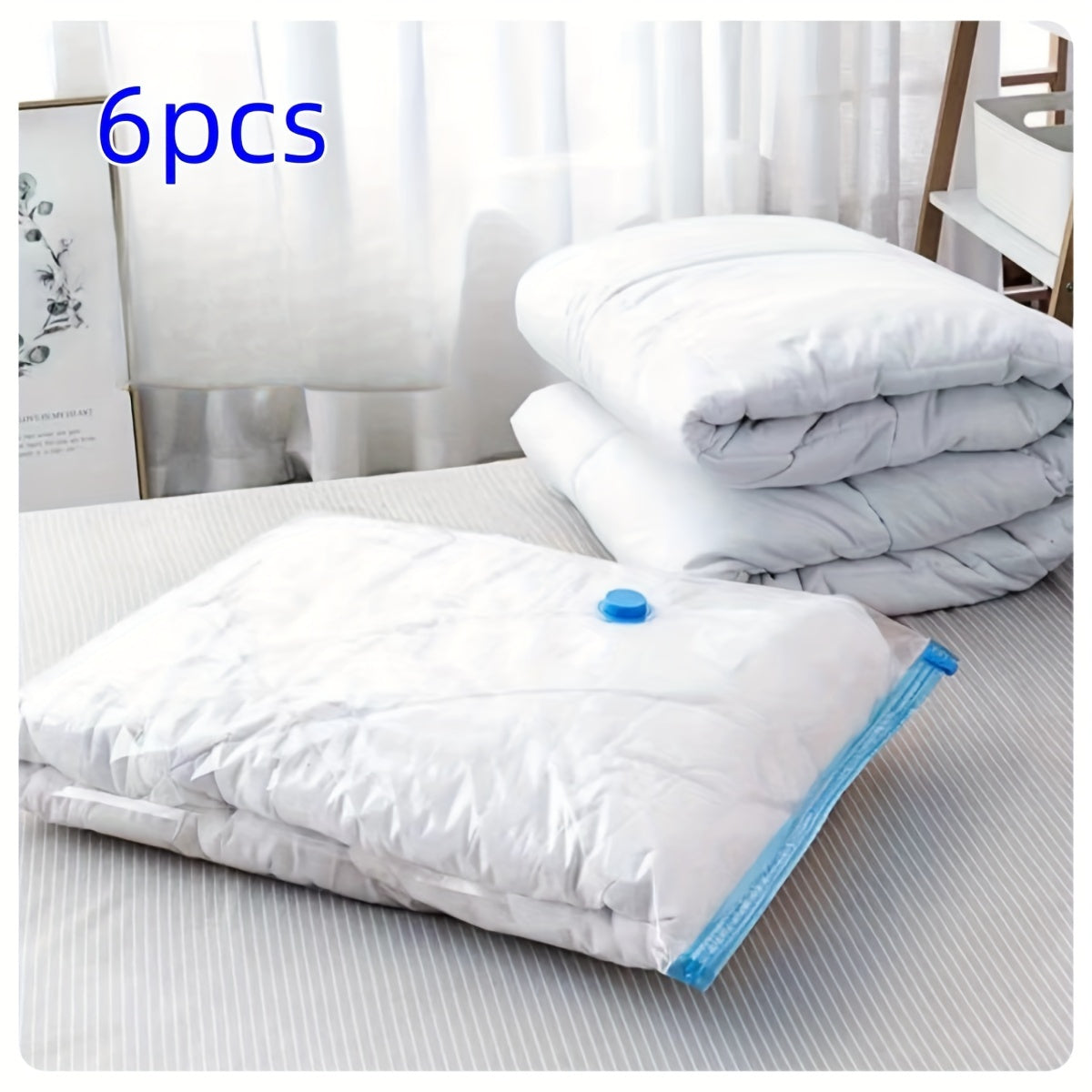 Pack of 6 Vacuum-Sealed Storage Bags 50.8x71.12 cm Compression Plastic for Clothes Bedding
