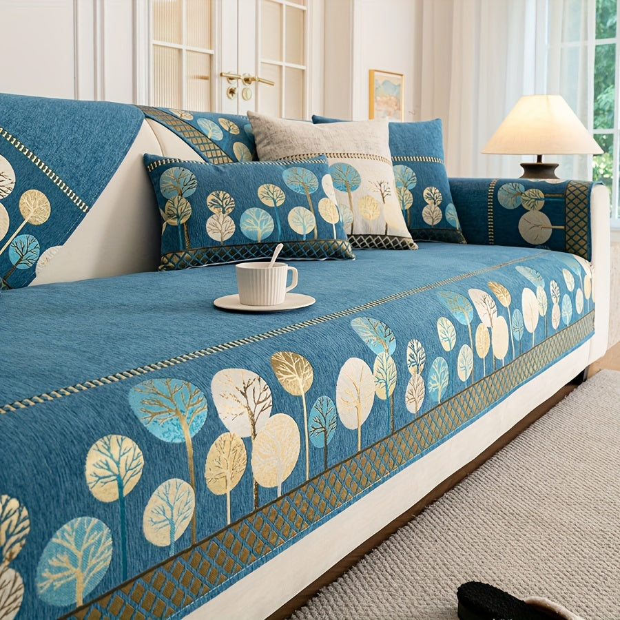 Нескользящая накидка на диван с мотивом дерева для 1-4 местных диванов, безопасна для домашних животных, моется в машине, прочная