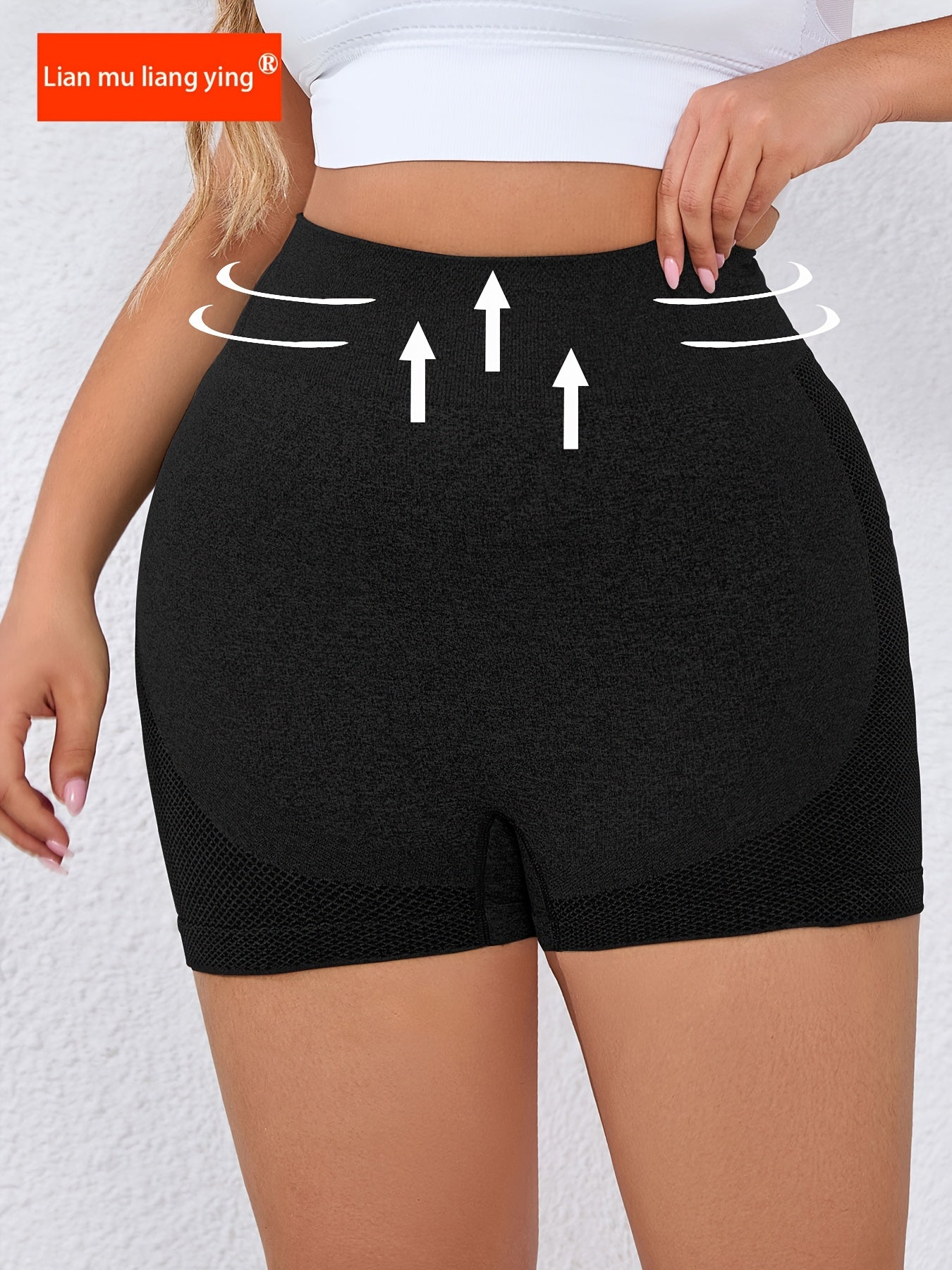 Pantalones cortos de yoga con forma de durazno de cintura alta para mujer, nylon elástico para todas las estaciones, negro, gris, azul