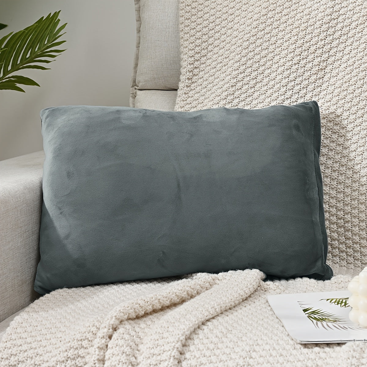 Luxurious Silver Fox Velvet Throw Pillow Cover with Zipper Closure