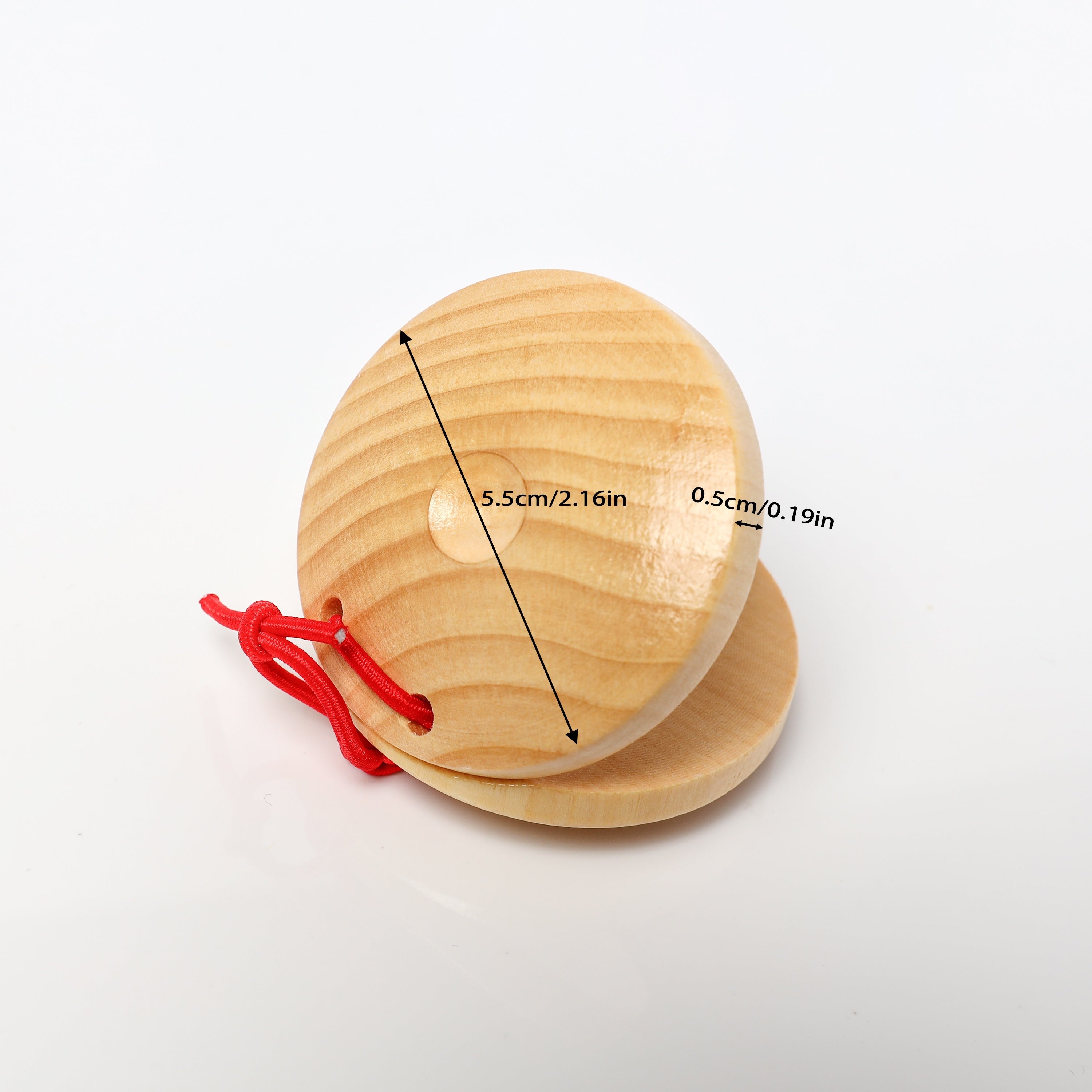 Sonajero de percusión de madera artesanal para práctica musical, edades 3+, rojo, azul, amarillo