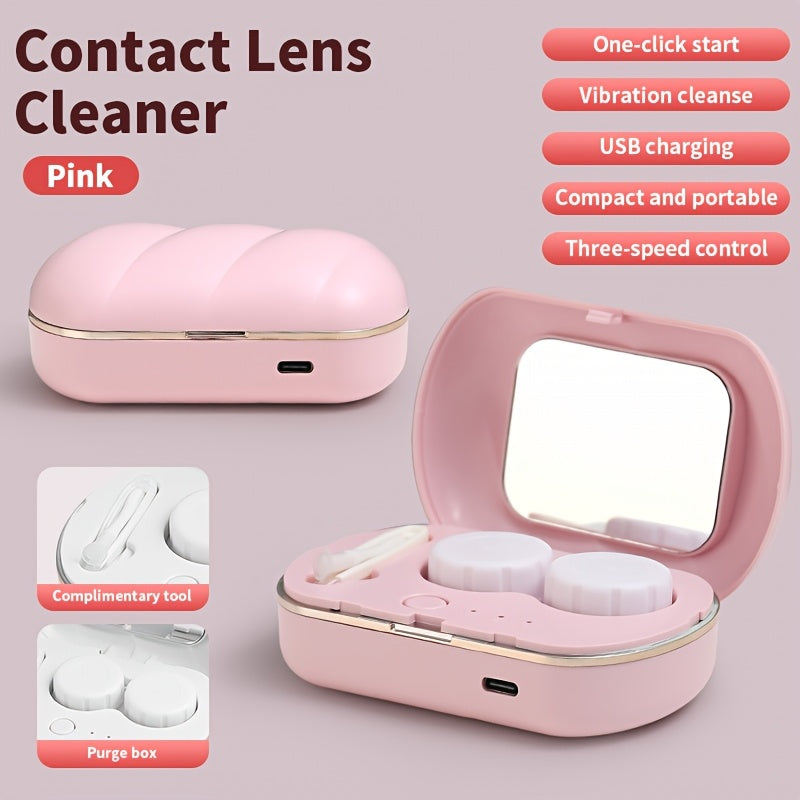 Limpiador de lentes de contacto con temporizador LED, limpieza automática, 4 velocidades, portátil, carga USB