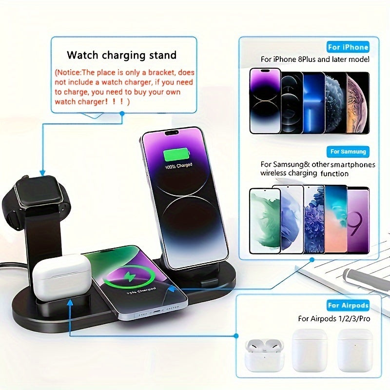 3-in-1 Wireless Charging Dock for iPhone AirPods and Samsung Devices Fast Charging