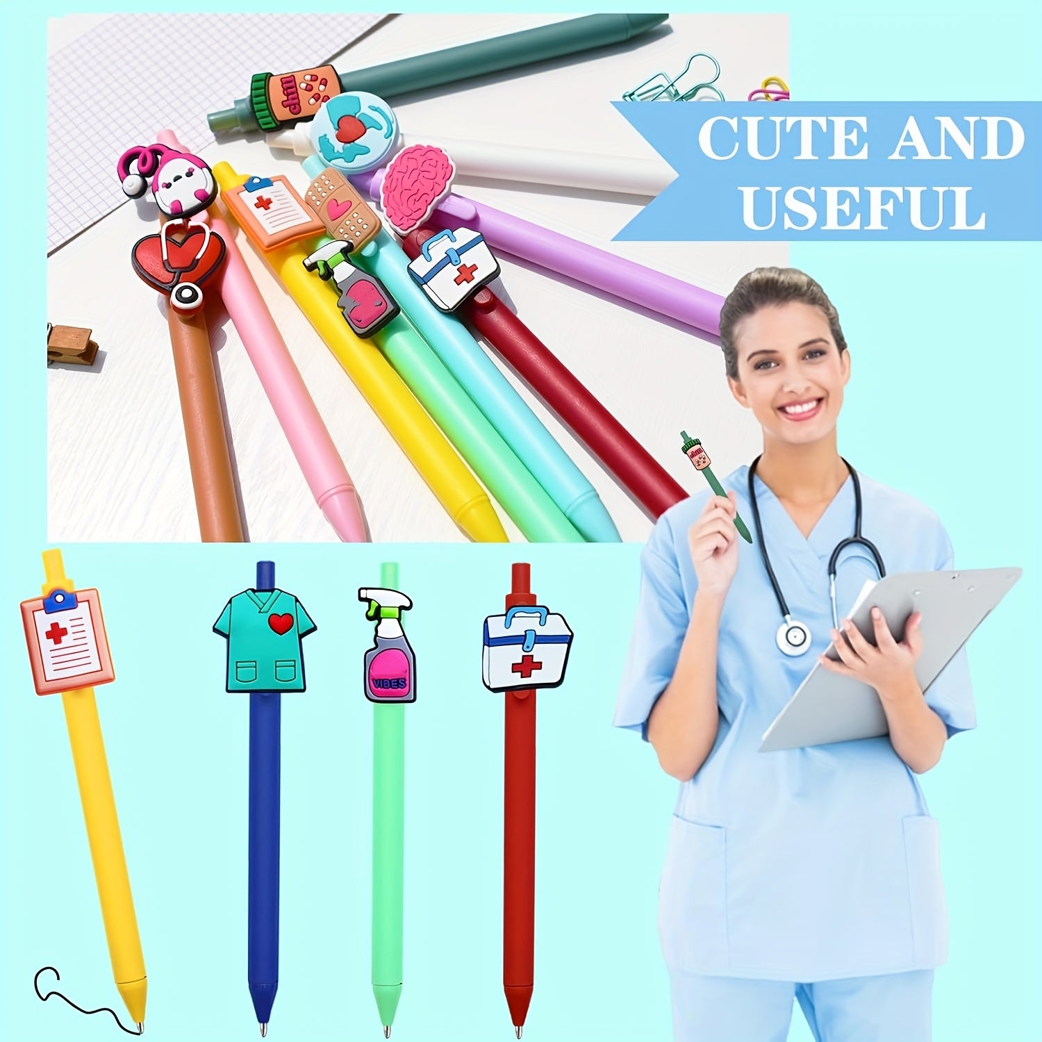 Cute Nurse Themed Pen Set for Nurses Medical Students Assistants Fine Plastic