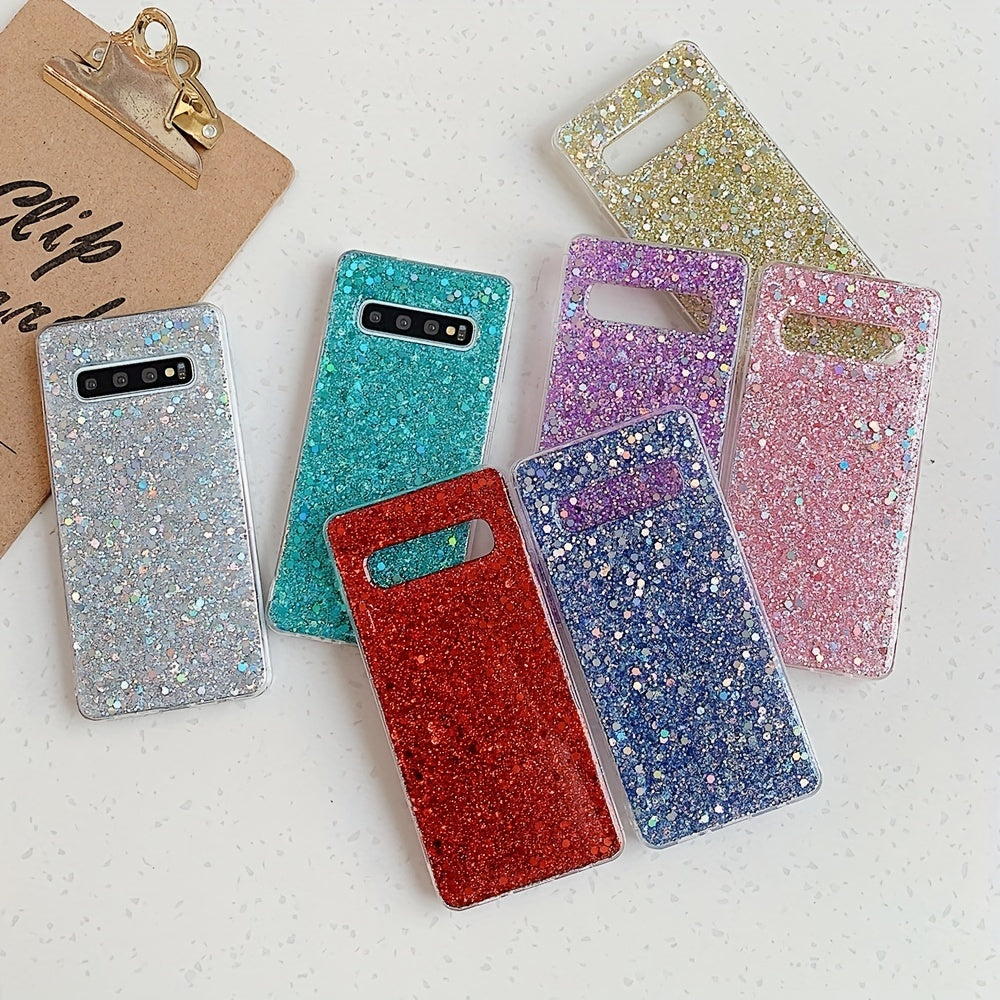 Rang-barang porloq glitter sequined TPU telefon qutisi Samsung Galaxy S10 S10 Plus uchun shokga chidamli tushishdan himoya