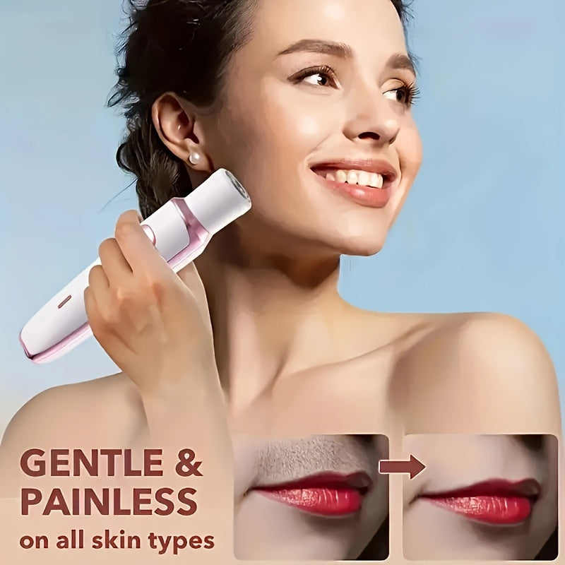 Set de depilación eléctrica 4 en 1 para mujeres, para área púbica, cejas, nariz, rostro y piernas, recargable por USB, portátil