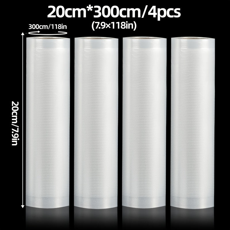 4 ta BPA-siz vakuum yopish uchun roll paketlar to'plami, 5m uzun, oziq-ovqat saqlash, taom tayyorlash, sous vide