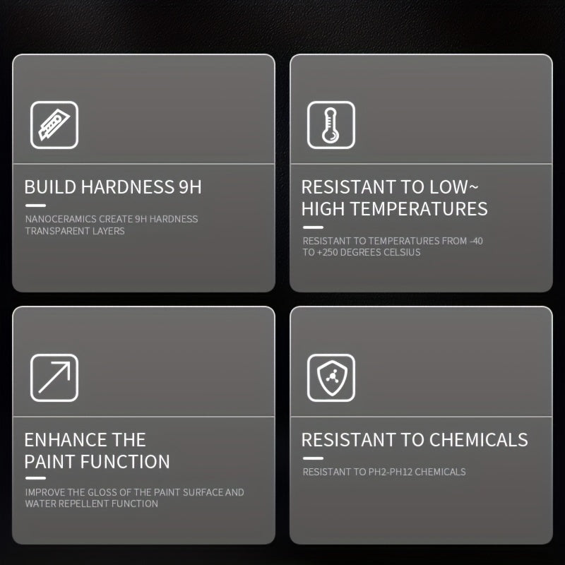 Hydrophobic Glass Coating Solution 50ml, 9H+ Ceramic Car Shield