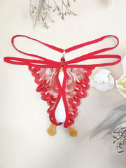 1 шт. Сексуальные фиолетовые и золотые стринги с вышивкой в виде бабочки - Элегантные кружевные трусики с низкой посадкой и бантиком, дышащая полиэстеровая смесь, можно стирать вручную - Романтичное белье