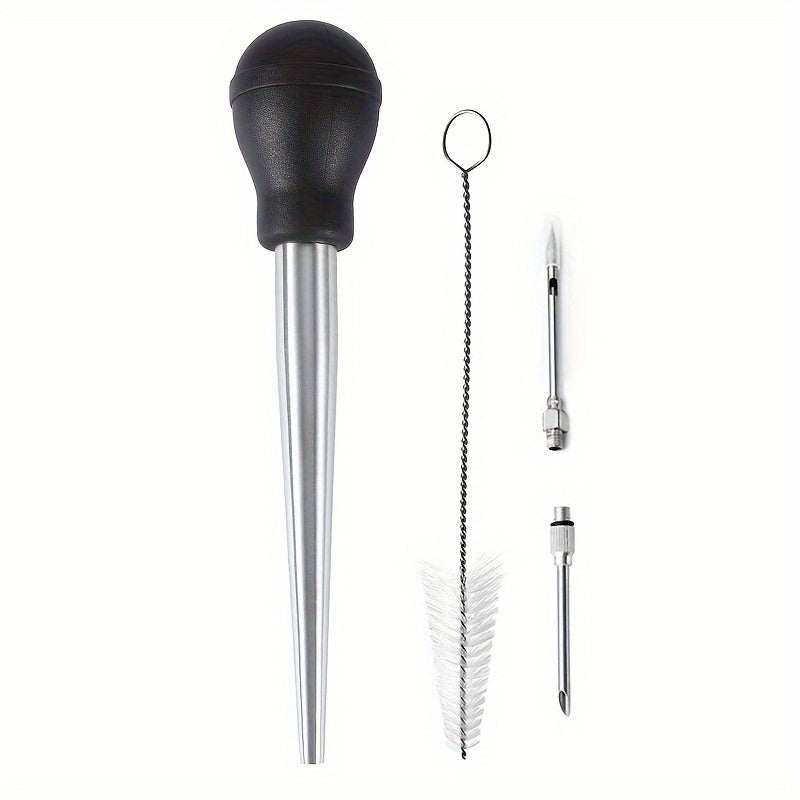 Juego de aspirador de pavo de acero inoxidable y cepillo de silicona para marinadas y cocina