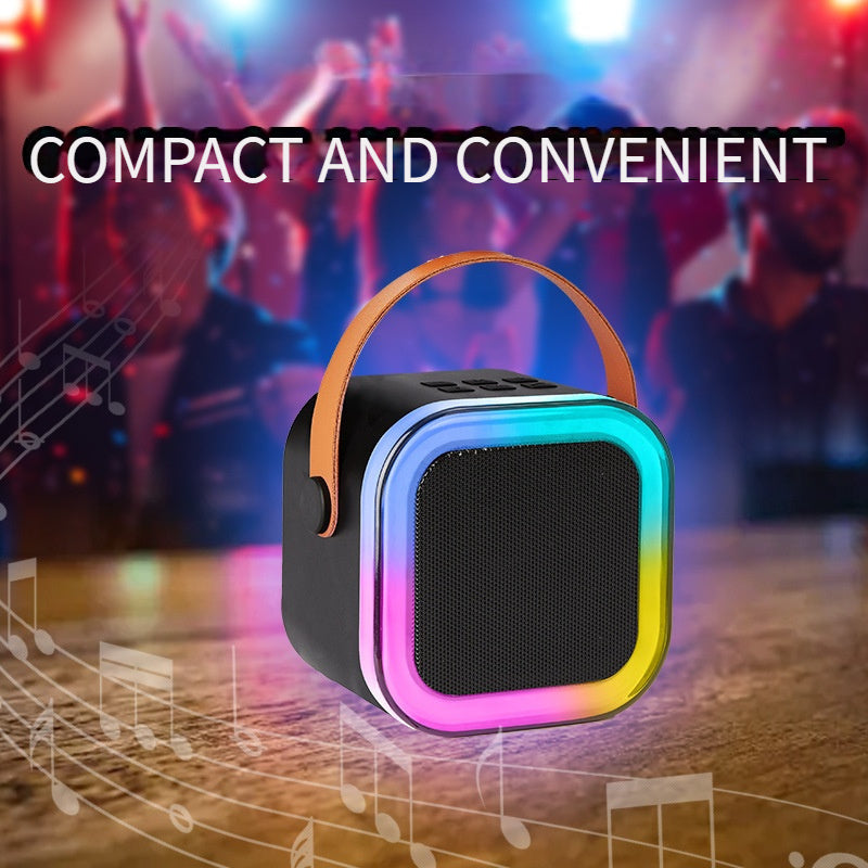 Wireless Karaoke Speaker with Light and Microphone, Rechargeable, Pink/Black