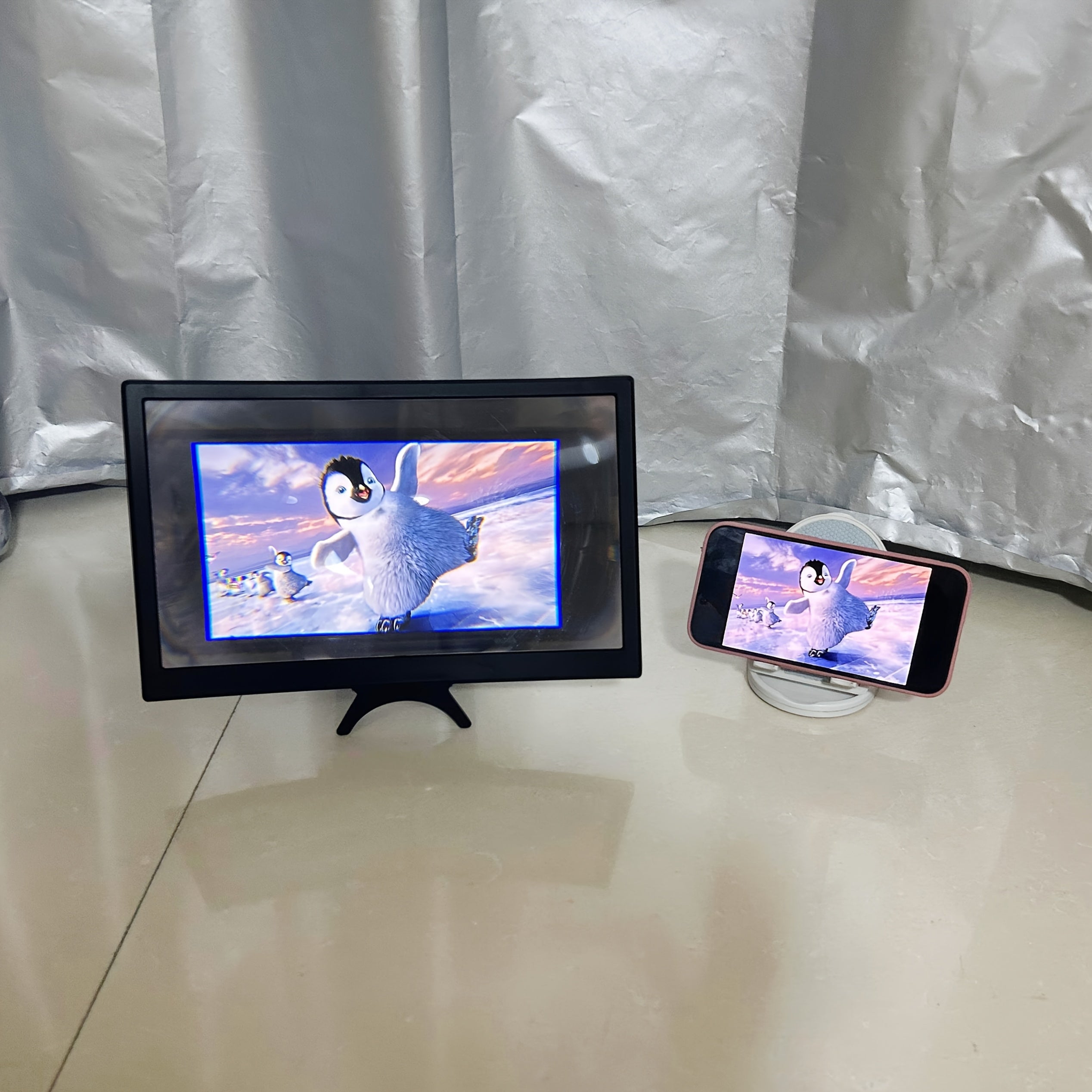 12-Inch Blue Light HD Curved Phone Screen Magnifier with Optical Acrylic Lens for Hands-Free Viewing