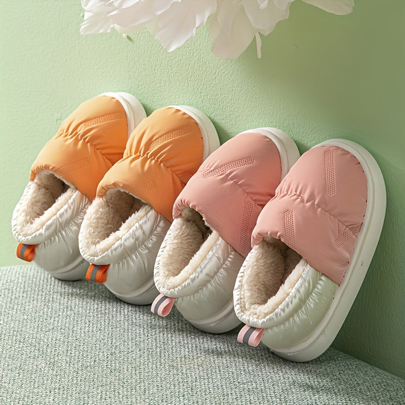 Unisex Autumn Winter Slippers Thickened Warm Solid Color Indoor Outdoor Slip-Resistant