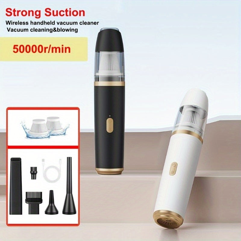 2000mAh Ikki Lithium-Ion Batareya Qo'lga Olingan Changyutgich va Havo Puflagich USB-C Zaryadlash bilan, 50000r/min Havo Oqimi. Uy va Avtomobil uchun Ideal, Zamonaviy Dizayn, Mustahkam Qurilish.